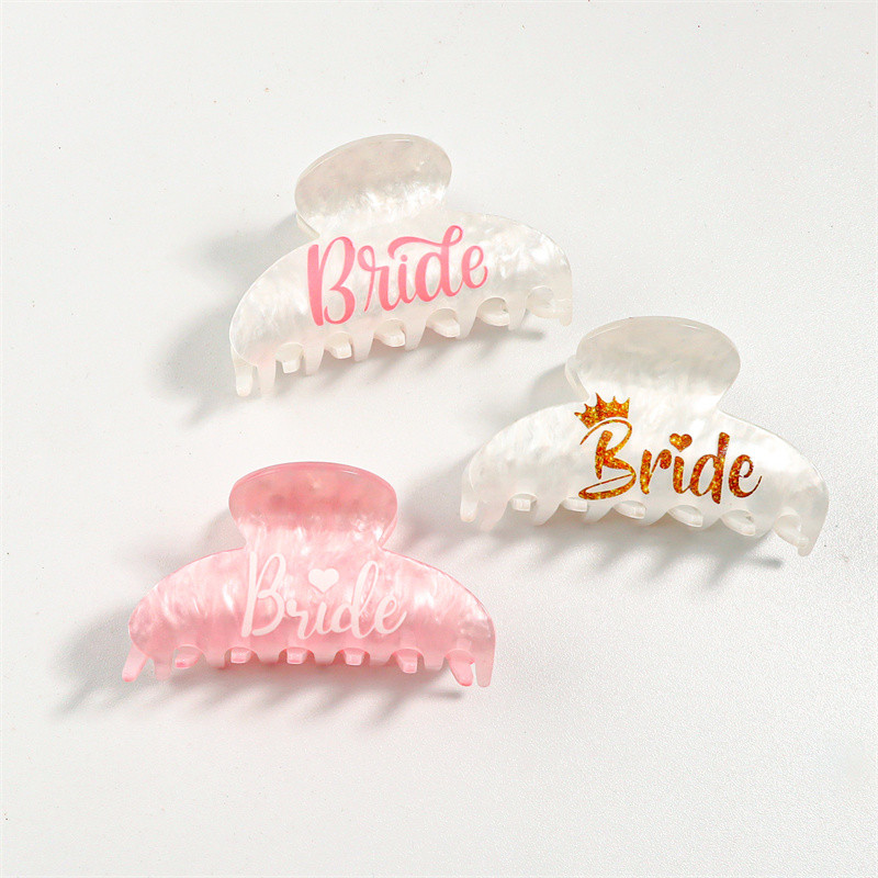 8 cm witte roze gouden letter bruids haaraccessoires acryl bruid haarklauw voor vrouwen