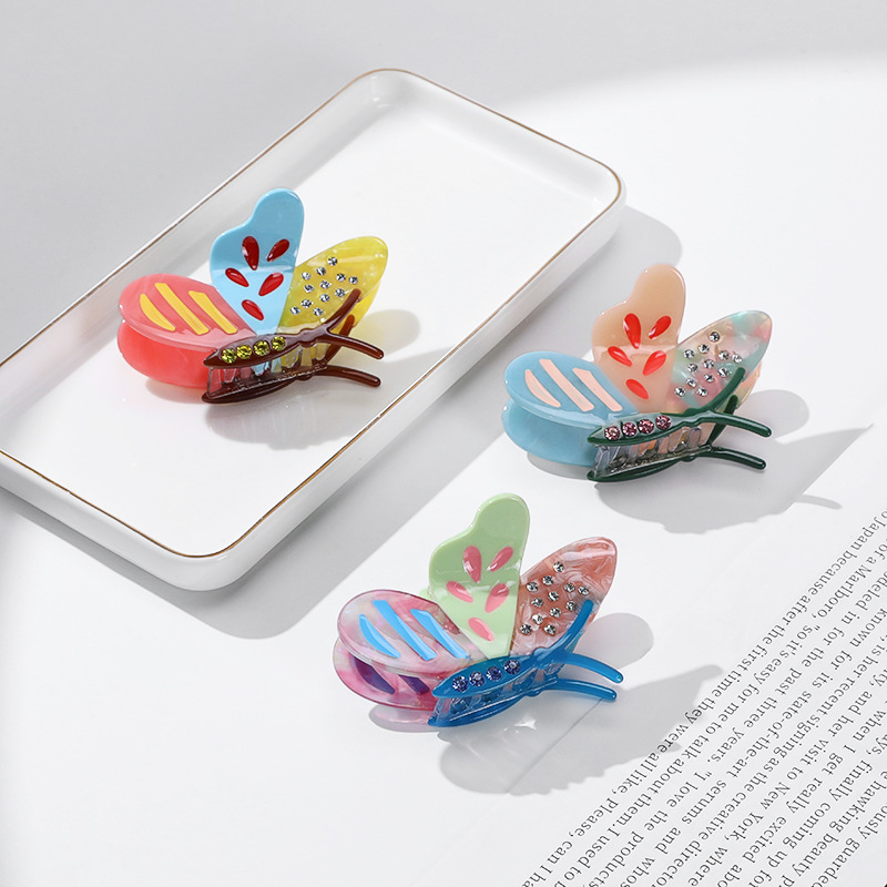 Kleurrijke vlindercellulose acetaat haar clips haar kaak clips haaraccessoires voor vrouwen meisjes