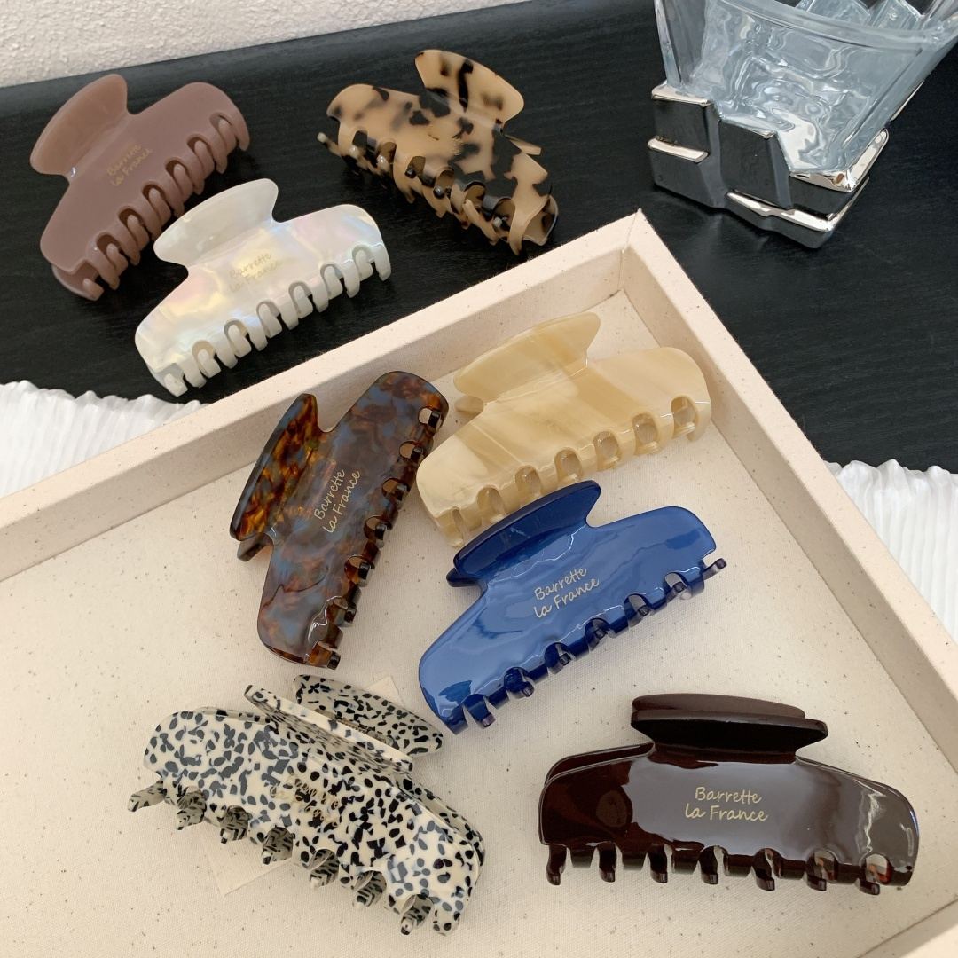 Aangepast logo 8,3 cm Franse retro celluloseacetaat haaienhaarklauwclip