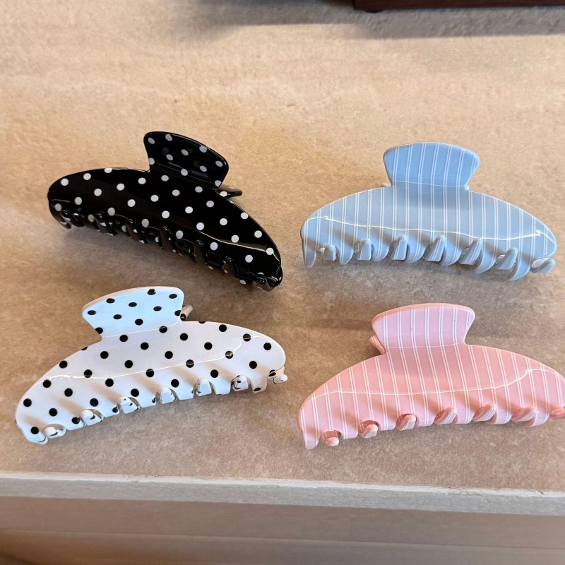 Nieuwe Franse Mode Retro Milieuvriendelijke Aangepaste Logo Streep Zoete Stippen Acetaat Haarklauw Clips voor Dames Meisjes Haaraccessoires Nieuwe Franse Mode Retro Milieuvriendelijke Aangepaste Logo Streep Zoete Stippen Acetaat Haarklauw Clips voor Dames Meisjes Haaraccessoires